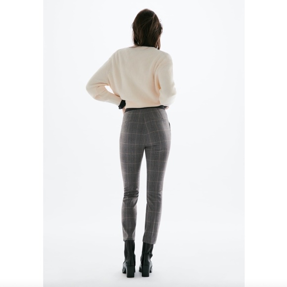 Zara Check Plaid Jogger Waist Comfortable Work Pants - Picture 3 of 8